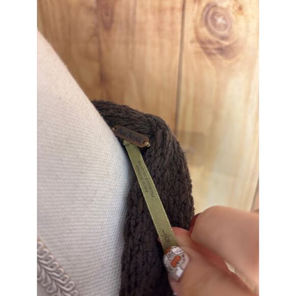 Free People Oversized Boucle Knit Wide Sleeved Brown Sweater Women's Size L - Picture 4 of 5